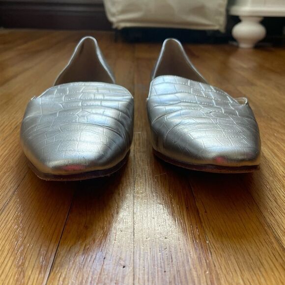 Via Spiga Women’s Allese Alligator Embossed d’Orsay Loafer Flats Silver Size 8 - Picture 9 of 16